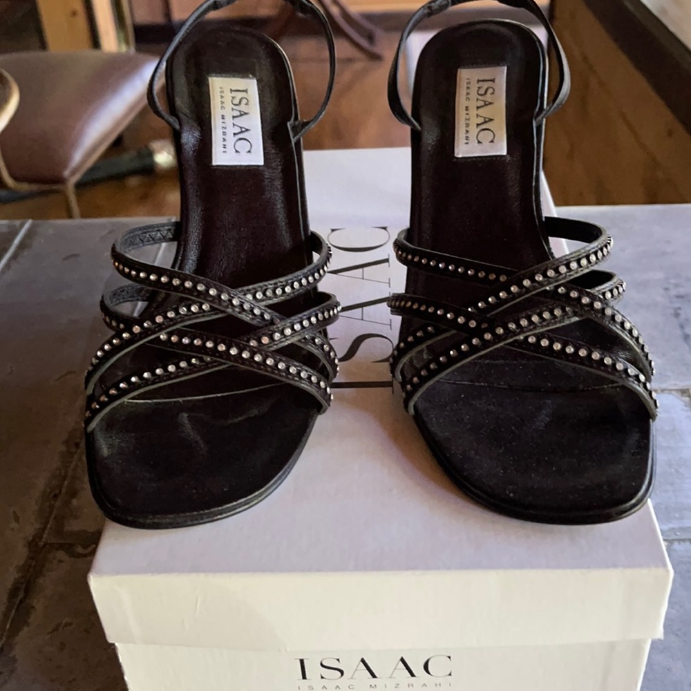 Black and rhinestone ISAAC heels